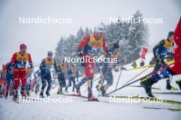 06.01.2024, Val di Fiemme, Italy (ITA): Henrik Doennestad (NOR), Simone Dapra (ITA), Paal Golberg (NOR), (l-r)  - FIS world cup cross-country, tour de ski, mass, Val di Fiemme (ITA). www.nordicfocus.com. © Barbieri/NordicFocus. Every downloaded picture is fee-liable.
