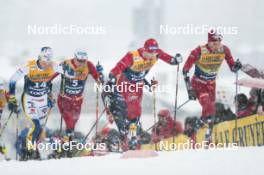 06.01.2024, Val di Fiemme, Italy (ITA): Jens Burman (SWE), Martin Loewstroem Nyenget (NOR), Henrik Doennestad (NOR), Harald Oestberg Amundsen (NOR), (l-r)  - FIS world cup cross-country, tour de ski, mass, Val di Fiemme (ITA). www.nordicfocus.com. © Modica/NordicFocus. Every downloaded picture is fee-liable.