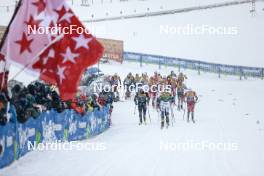 06.01.2024, Val di Fiemme, Italy (ITA): Lucas Chanavat (FRA), Edvin Anger (SWE), Erik Valnes (NOR), (l-r)  - FIS world cup cross-country, tour de ski, mass, Val di Fiemme (ITA). www.nordicfocus.com. © Modica/NordicFocus. Every downloaded picture is fee-liable.