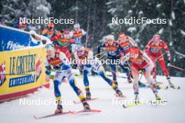 06.01.2024, Val di Fiemme, Italy (ITA): Jonna Sundling (SWE), Emma Ribom (SWE), Nadja Kaelin (SUI), (l-r)  - FIS world cup cross-country, tour de ski, mass, Val di Fiemme (ITA). www.nordicfocus.com. © Barbieri/NordicFocus. Every downloaded picture is fee-liable.
