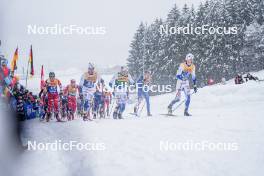 06.01.2024, Val di Fiemme, Italy (ITA): Mika Vermeulen (AUT), Calle Halfvarsson (SWE), Edvin Anger (SWE), (l-r)  - FIS world cup cross-country, tour de ski, mass, Val di Fiemme (ITA). www.nordicfocus.com. © Barbieri/NordicFocus. Every downloaded picture is fee-liable.