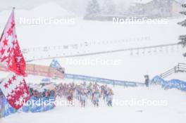 06.01.2024, Val di Fiemme, Italy (ITA): Mika Vermeulen (AUT), Calle Halfvarsson (SWE), Edvin Anger (SWE), William Poromaa (SWE), (l-r)  - FIS world cup cross-country, tour de ski, mass, Val di Fiemme (ITA). www.nordicfocus.com. © Barbieri/NordicFocus. Every downloaded picture is fee-liable.