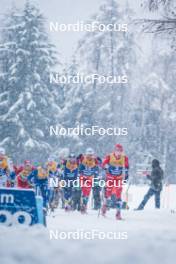 06.01.2024, Val di Fiemme, Italy (ITA): Hugo Lapalus (FRA), Paal Golberg (NOR), Henrik Doennestad (NOR), (l-r)  - FIS world cup cross-country, tour de ski, mass, Val di Fiemme (ITA). www.nordicfocus.com. © Barbieri/NordicFocus. Every downloaded picture is fee-liable.