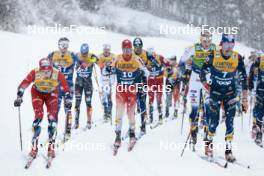 06.01.2024, Val di Fiemme, Italy (ITA): Harald Oestberg Amundsen (NOR), Beda Klee (SUI), Edvin Anger (SWE), Hugo Lapalus (FRA), (l-r)  - FIS world cup cross-country, tour de ski, mass, Val di Fiemme (ITA). www.nordicfocus.com. © Modica/NordicFocus. Every downloaded picture is fee-liable.