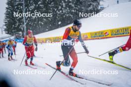 06.01.2024, Val di Fiemme, Italy (ITA): Harald Oestberg Amundsen (NOR), Olivier Leveille (CAN), (l-r)  - FIS world cup cross-country, tour de ski, mass, Val di Fiemme (ITA). www.nordicfocus.com. © Barbieri/NordicFocus. Every downloaded picture is fee-liable.