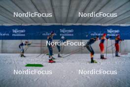06.01.2024, Val di Fiemme, Italy (ITA): Jens Burman (SWE), Imanol Rojo (ESP), Friedrich Moch (GER), Beda Klee (SUI), Henrik Doennestad (NOR), (l-r)  - FIS world cup cross-country, tour de ski, mass, Val di Fiemme (ITA). www.nordicfocus.com. © Barbieri/NordicFocus. Every downloaded picture is fee-liable.