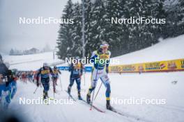 06.01.2024, Val di Fiemme, Italy (ITA): Lucas Chanavat (FRA), Jules Chappaz (FRA), Edvin Anger (SWE), (l-r)  - FIS world cup cross-country, tour de ski, mass, Val di Fiemme (ITA). www.nordicfocus.com. © Barbieri/NordicFocus. Every downloaded picture is fee-liable.