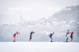 06.01.2024, Val di Fiemme, Italy (ITA): Desiree Steiner (SUI), Lisa Lohmann (GER), Sophia Laukli (USA), Emma Ribom (SWE), (l-r)  - FIS world cup cross-country, tour de ski, mass, Val di Fiemme (ITA). www.nordicfocus.com. © Barbieri/NordicFocus. Every downloaded picture is fee-liable.