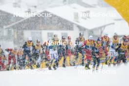 06.01.2024, Val di Fiemme, Italy (ITA): Edvin Anger (SWE), Martin Loewstroem Nyenget (NOR), Hugo Lapalus (FRA), (l-r)  - FIS world cup cross-country, tour de ski, mass, Val di Fiemme (ITA). www.nordicfocus.com. © Modica/NordicFocus. Every downloaded picture is fee-liable.