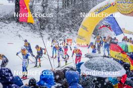 06.01.2024, Val di Fiemme, Italy (ITA): Giandomenico Salvadori (ITA), Truls Gisselman (SWE), Haavard Solaas Taugboel (NOR), (l-r)  - FIS world cup cross-country, tour de ski, mass, Val di Fiemme (ITA). www.nordicfocus.com. © Barbieri/NordicFocus. Every downloaded picture is fee-liable.