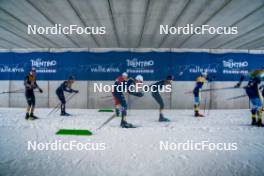 06.01.2024, Val di Fiemme, Italy (ITA): Naoto Baba (JPN), Maurice Manificat (FRA), Erik Valnes (NOR), Remi Bourdin (FRA), Simone Dapra (ITA), Calle Halfvarsson (SWE), (l-r)  - FIS world cup cross-country, tour de ski, mass, Val di Fiemme (ITA). www.nordicfocus.com. © Barbieri/NordicFocus. Every downloaded picture is fee-liable.