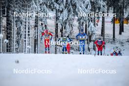19.01.2024, Oberhof, Germany (GER): Harald Oestberg Amundsen (NOR), Edvin Anger (SWE), Niilo Moilanen (FIN), Matz William Jenssen (NOR), (l-r)  - FIS world cup cross-country, individual sprint, Oberhof (GER). www.nordicfocus.com. © Authamayou/NordicFocus. Every downloaded picture is fee-liable.