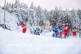 19.01.2024, Oberhof, Germany (GER): Harald Oestberg Amundsen (NOR), Edvin Anger (SWE), Niilo Moilanen (FIN), Matz William Jenssen (NOR), Ansgar Evensen (NOR) - FIS world cup cross-country, individual sprint, Oberhof (GER). www.nordicfocus.com. © Authamayou/NordicFocus. Every downloaded picture is fee-liable.