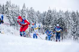 19.01.2024, Oberhof, Germany (GER): Even Northug (NOR), Johan Haeggstroem (SWE), Lauri Vuorinen (FIN), Renaud Jay (FRA), (l-r)  - FIS world cup cross-country, individual sprint, Oberhof (GER). www.nordicfocus.com. © Authamayou/NordicFocus. Every downloaded picture is fee-liable.