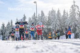 21.01.2024, Oberhof, Germany (GER): Theo Schely (FRA), Ristomatti Hakola (FIN), Martin Loewstroem Nyenget (NOR), (l-r)  - FIS world cup cross-country, relay, Oberhof (GER). www.nordicfocus.com. © Authamayou/NordicFocus. Every downloaded picture is fee-liable.