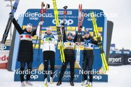 21.01.2024, Oberhof, Germany (GER): Johanna Matintalo (FIN), Anne Kyllonen (FIN), Krista Parmakoski (FIN), Jasmi Joensuu (FIN), (l-r)  - FIS world cup cross-country, relay, Oberhof (GER). www.nordicfocus.com. © Modica/NordicFocus. Every downloaded picture is fee-liable.