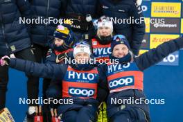 21.01.2024, Oberhof, Germany (GER): Linn Svahn (SWE), Frida Karlsson (SWE), Ebba Andersson (SWE), Jonna Sundling (SWE), (l-r)  - FIS world cup cross-country, relay, Oberhof (GER). www.nordicfocus.com. © Modica/NordicFocus. Every downloaded picture is fee-liable.