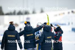 21.01.2024, Oberhof, Germany (GER): Maja Dahlqvist (SWE), Jonna Sundling (SWE), Ebba Andersson (SWE), Frida Karlsson (SWE), Linn Svahn (SWE), (l-r)  - FIS world cup cross-country, relay, Oberhof (GER). www.nordicfocus.com. © Modica/NordicFocus. Every downloaded picture is fee-liable.