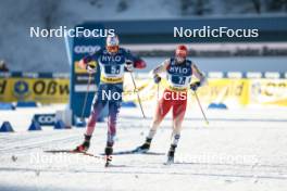 21.01.2024, Oberhof, Germany (GER): Gus Schumacher (USA), Valerio Grond (SUI), (l-r)  - FIS world cup cross-country, relay, Oberhof (GER). www.nordicfocus.com. © Modica/NordicFocus. Every downloaded picture is fee-liable.