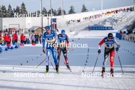 21.01.2024, Oberhof, Germany (GER): Joni Maki (FIN), Lucas Boegl (GER), Olivier Leveille (CAN), (l-r)  - FIS world cup cross-country, relay, Oberhof (GER). www.nordicfocus.com. © Authamayou/NordicFocus. Every downloaded picture is fee-liable.