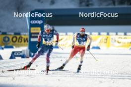 21.01.2024, Oberhof, Germany (GER): Gus Schumacher (USA), Valerio Grond (SUI), (l-r)  - FIS world cup cross-country, relay, Oberhof (GER). www.nordicfocus.com. © Modica/NordicFocus. Every downloaded picture is fee-liable.