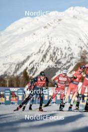 27.01.2024, Goms, Switzerland (SUI): Michael Hellweger (ITA), Erik Valnes (NOR), Valerio Grond (SUI), (l-r)  - FIS world cup cross-country, individual sprint, Goms (SUI). www.nordicfocus.com. © Modica/NordicFocus. Every downloaded picture is fee-liable.