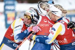 27.01.2024, Goms, Switzerland (SUI): Emma Ribom (SWE), Maja Dahlqvist (SWE), Frida Karlsson (SWE), (l-r)  - FIS world cup cross-country, individual sprint, Goms (SUI). www.nordicfocus.com. © Modica/NordicFocus. Every downloaded picture is fee-liable.