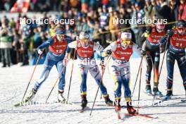 27.01.2024, Goms, Switzerland (SUI): Jasmi Joensuu (FIN), Emma Ribom (SWE), Laura Gimmler (GER), Melissa Gal (FRA), (l-r)  - FIS world cup cross-country, individual sprint, Goms (SUI). www.nordicfocus.com. © Modica/NordicFocus. Every downloaded picture is fee-liable.