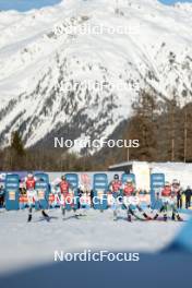 27.01.2024, Goms, Switzerland (SUI): Emma Ribom (SWE), Katerina Janatova (CZE), Jasmin Kahara (FIN), Jonna Sundling (SWE), Linn Svahn (SWE), (l-r)  - FIS world cup cross-country, individual sprint, Goms (SUI). www.nordicfocus.com. © Modica/NordicFocus. Every downloaded picture is fee-liable.