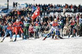 27.01.2024, Goms, Switzerland (SUI): Jasmi Joensuu (FIN), Maria Hartz Melling (NOR), Johanna Hagstroem (SWE), Laura Gimmler (GER), (l-r)  - FIS world cup cross-country, individual sprint, Goms (SUI). www.nordicfocus.com. © Modica/NordicFocus. Every downloaded picture is fee-liable.