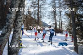 28.01.2024, Goms, Switzerland (SUI): Beda Klee (SUI), Antoine Cyr (CAN), Simone Dapra (ITA), Cyril Faehndrich (SUI), (l-r)  - FIS world cup cross-country, mass, Goms (SUI). www.nordicfocus.com. © Modica/NordicFocus. Every downloaded picture is fee-liable.