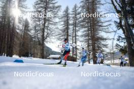 28.01.2024, Goms, Switzerland (SUI): Thomas Stephen (CAN), Emil Liekari (FIN), Oskar Svensson (SWE), (l-r)  - FIS world cup cross-country, mass, Goms (SUI). www.nordicfocus.com. © Modica/NordicFocus. Every downloaded picture is fee-liable.