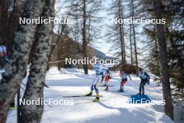 28.01.2024, Goms, Switzerland (SUI): Gustaf Berglund (SWE), Antoine Cyr (CAN), Simone Dapra (ITA), (l-r)  - FIS world cup cross-country, mass, Goms (SUI). www.nordicfocus.com. © Modica/NordicFocus. Every downloaded picture is fee-liable.