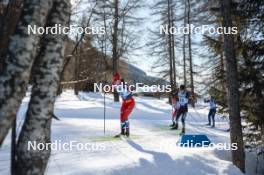 28.01.2024, Goms, Switzerland (SUI): Mattis Stenshagen (NOR), Candide Pralong (SUI), Naoto Baba (JPN), (l-r)  - FIS world cup cross-country, mass, Goms (SUI). www.nordicfocus.com. © Modica/NordicFocus. Every downloaded picture is fee-liable.