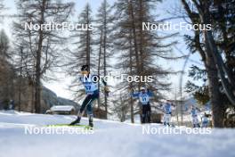 28.01.2024, Goms, Switzerland (SUI): Imanol Rojo (ESP), Bjoern Sandstroem (SWE), Jonas Eriksson (SWE), (l-r)  - FIS world cup cross-country, mass, Goms (SUI). www.nordicfocus.com. © Modica/NordicFocus. Every downloaded picture is fee-liable.