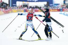 26.01.2024, Goms, Switzerland (SUI): Linn Svahn (SWE), Frida Karlsson (SWE), (l-r)  - FIS world cup cross-country, mixed relay, Goms (SUI). www.nordicfocus.com. © Modica/NordicFocus. Every downloaded picture is fee-liable.