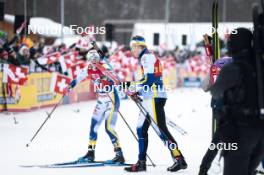 26.01.2024, Goms, Switzerland (SUI): Maja Dahlqvist (SWE), Edvin Anger (SWE), (l-r)  - FIS world cup cross-country, mixed relay, Goms (SUI). www.nordicfocus.com. © Modica/NordicFocus. Every downloaded picture is fee-liable.