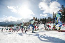 09.02.2024, Canmore, Canada (CAN): Edvin Anger (SWE), Scott Patterson (USA), Remi Lindholm (FIN), Mattis Stenshagen (NOR), Gus Schumacher (USA), Antoine Cyr (CAN), Calle Halfvarsson (SWE), (l-r)  - FIS world cup cross-country, 15km mass, Canmore (CAN). www.nordicfocus.com. © Modica/NordicFocus. Every downloaded picture is fee-liable.
