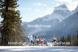 09.02.2024, Canmore, Canada (CAN): William Poromaa (SWE), Johannes Hoesflot Klaebo (NOR), Jonas Baumann (SUI), Thomas Maloney Westgaard (IRL), (l-r)  - FIS world cup cross-country, 15km mass, Canmore (CAN). www.nordicfocus.com. © Modica/NordicFocus. Every downloaded picture is fee-liable.