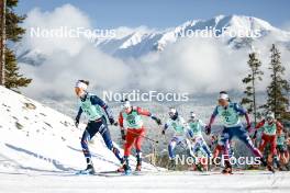 09.02.2024, Canmore, Canada (CAN): Tiril Udnes Weng (NOR), Linn Svahn (SWE), Jonna Sundling (SWE), Rosie Brennan (USA), Anne Kjersti Kalvaa (NOR), (l-r)  - FIS world cup cross-country, 15km mass, Canmore (CAN). www.nordicfocus.com. © Modica/NordicFocus. Every downloaded picture is fee-liable.