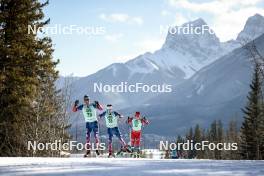 09.02.2024, Canmore, Canada (CAN): David Norris (USA), Zanden Mcmullen (USA), Mattis Stenshagen (NOR), (l-r)  - FIS world cup cross-country, 15km mass, Canmore (CAN). www.nordicfocus.com. © Modica/NordicFocus. Every downloaded picture is fee-liable.
