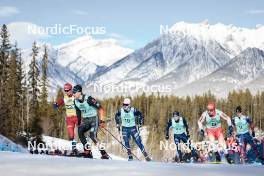 10.02.2024, Canmore, Canada (CAN): Harald Oestberg Amundsen (NOR), Anian Sossau (GER), Jules Chappaz (FRA), Elia Barp (ITA), Janik Riebli (SUI), Jack Young (USA), (l-r)  - FIS world cup cross-country, individual sprint, Canmore (CAN). www.nordicfocus.com. © Modica/NordicFocus. Every downloaded picture is fee-liable.