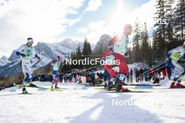 10.02.2024, Canmore, Canada (CAN): Johan Haeggstroem (SWE), Ben Ogden (USA), Haavard Solaas Taugboel (NOR), (l-r)  - FIS world cup cross-country, individual sprint, Canmore (CAN). www.nordicfocus.com. © Modica/NordicFocus. Every downloaded picture is fee-liable.