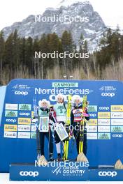 10.02.2024, Canmore, Canada (CAN): Maja Dahlqvist (SWE), Kristine Stavaas Skistad (NOR), Linn Svahn (SWE), (l-r) - FIS world cup cross-country, individual sprint, Canmore (CAN). www.nordicfocus.com. © Modica/NordicFocus. Every downloaded picture is fee-liable.
