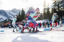10.02.2024, Canmore, Canada (CAN): Julia Kern (USA), Mathilde Myhrvold (NOR), (l-r)  - FIS world cup cross-country, individual sprint, Canmore (CAN). www.nordicfocus.com. © Modica/NordicFocus. Every downloaded picture is fee-liable.