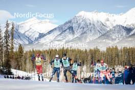 10.02.2024, Canmore, Canada (CAN): Harald Oestberg Amundsen (NOR), Jules Chappaz (FRA), Anian Sossau (GER), Elia Barp (ITA), Janik Riebli (SUI), (l-r)  - FIS world cup cross-country, individual sprint, Canmore (CAN). www.nordicfocus.com. © Modica/NordicFocus. Every downloaded picture is fee-liable.