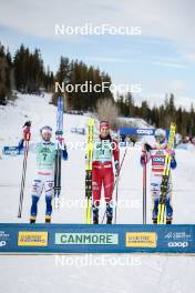 10.02.2024, Canmore, Canada (CAN): Maja Dahlqvist (SWE), Kristine Stavaas Skistad (NOR), Linn Svahn (SWE), (l-r) - FIS world cup cross-country, individual sprint, Canmore (CAN). www.nordicfocus.com. © Modica/NordicFocus. Every downloaded picture is fee-liable.