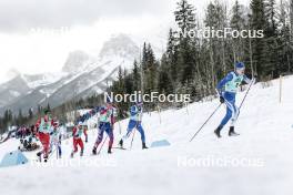 13.02.2024, Canmore, Canada (CAN): Michael Foettinger (AUT), Johan Haeggstroem (SWE), Paal Golberg (NOR), Zak Ketterson (USA), Joni Maki (FIN), Niilo Moilanen (FIN), (l-r)  - FIS world cup cross-country, individual sprint, Canmore (CAN). www.nordicfocus.com. © Modica/NordicFocus. Every downloaded picture is fee-liable.