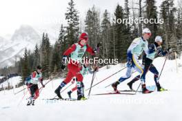 13.02.2024, Canmore, Canada (CAN): Xavier Mckeever (CAN), Mattis Stenshagen (NOR), Pierre Grall-Johnson (CAN), Marcus Grate (SWE), Lucas Chanavat (FRA), (l-r)  - FIS world cup cross-country, individual sprint, Canmore (CAN). www.nordicfocus.com. © Modica/NordicFocus. Every downloaded picture is fee-liable.