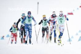 13.02.2024, Canmore, Canada (CAN): Victoria Carl (GER), Johanna Matintalo (FIN), Lisa Lohmann (GER), Linn Svahn (SWE), Frida Karlsson (SWE), (l-r)  - FIS world cup cross-country, individual sprint, Canmore (CAN). www.nordicfocus.com. © Modica/NordicFocus. Every downloaded picture is fee-liable.